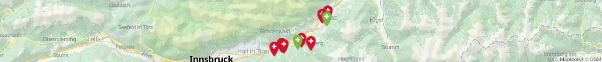 Kartenansicht für Apotheken-Notdienste in der Nähe von Pill (Schwaz, Tirol)